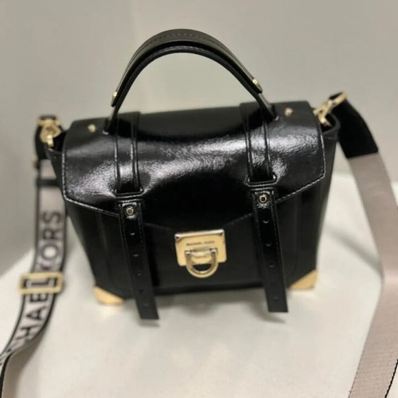 Michael Kors Manhattan Medium Black Satchel Bag